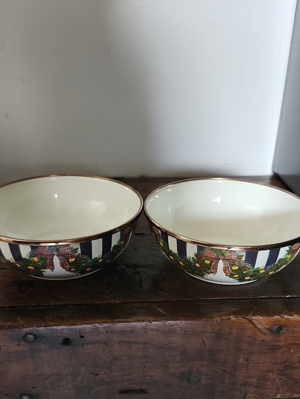 Mackenzie-Childs Evergreen Enamel Bowls Set Of 2